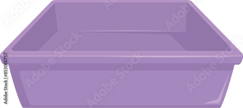 Empty violet plastic rectangular tray container isolated on white background, side view