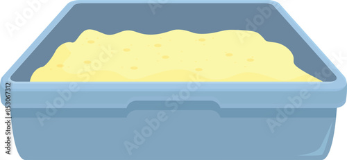 Blue litter box full of sand providing a dedicated space for cats to relieve themselves