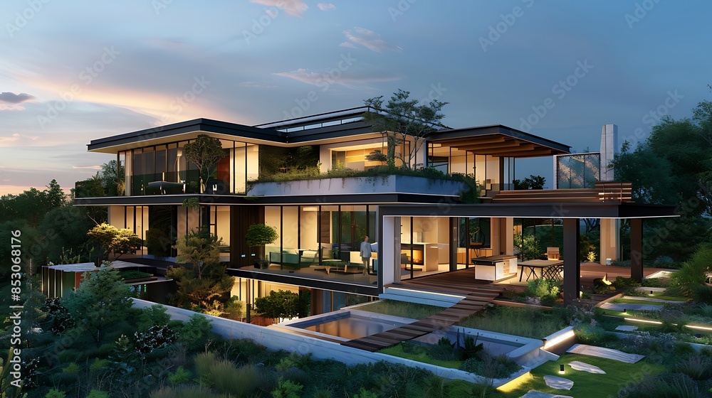 modern eco-friendly house with a comprehensive smart energy management system that monitors and optimizes power use throughout the home modern eco-friendly house with a comprehensive smart energy management system that monitors and optimizes power use throughout the home