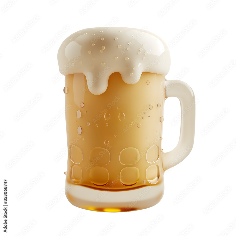 Beer glass and mug realistic 3D isolated on transparent background. generative ai Beer glass and mug realistic 3D isolated on transparent background. generative ai