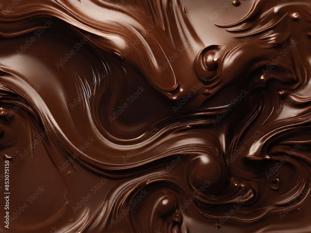 Chocolate texture. Liquid chocolate close-up.Textured dark chocolate