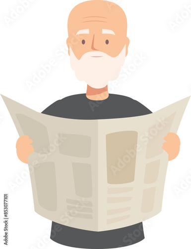 Senior man holding and reading a newspaper, staying informed about current affairs