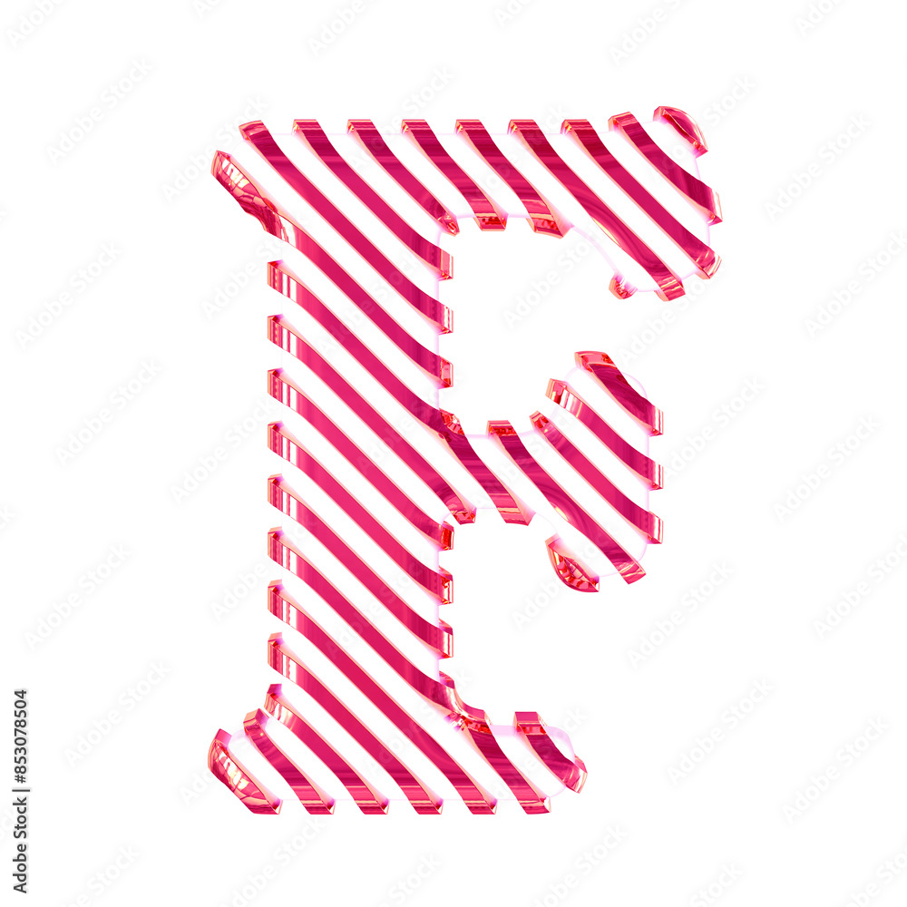 Obraz premium White symbol with pink diagonal ultra thin straps. letter f