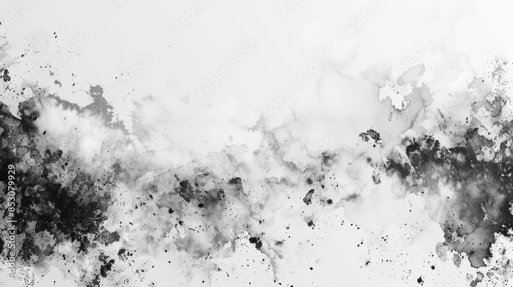 Obraz premium Abstract Grainy Black and White Watercolor Dot Blot Art with Grunge Texture