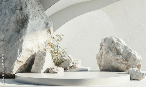 White stones and marble arr...