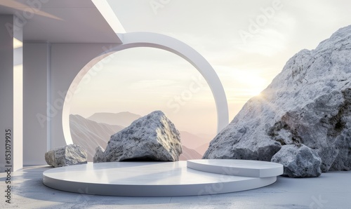 White stones and marble arr...