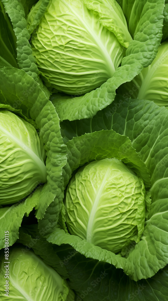 Fototapeta premium Cabbage Greenery, Texture Background Abstract Image Pattern, For Wallpaper, Background, Cover and Screen of Cell Phone, Smartphone, Computer, Laptop, Format 9:16 and 16:9 - PNG
