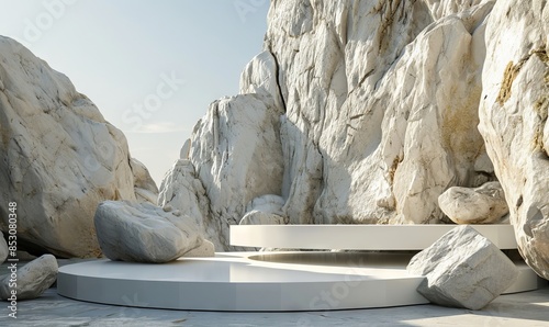 White stones and marble arr...
