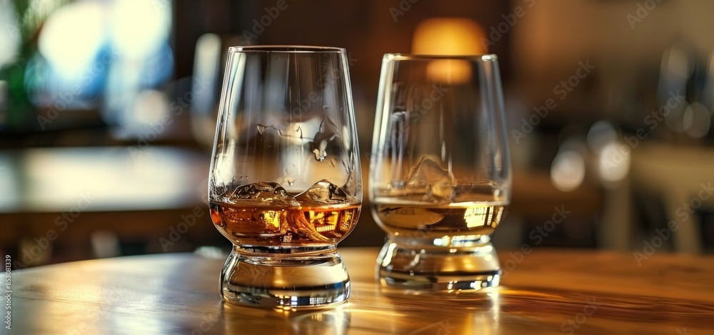 glass of whiskey on wooden table glass of whiskey on wooden table