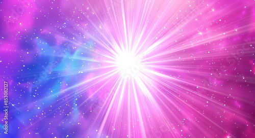 A glowing purple light with rays radiating out from the center on a white background