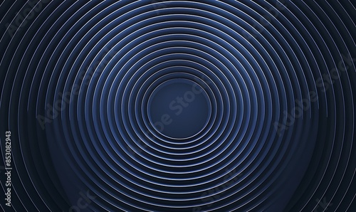 Radiant Circular Lines Abstract Geometric Stripe Art on Dark Blue Background for Covers
