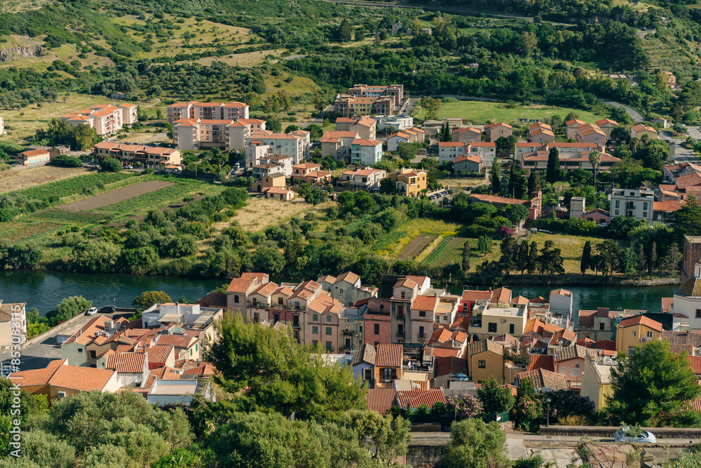beautiful village of Bosa with colored houses and a medieval castle. Sardinia, Italy beautiful village of Bosa with colored houses and a medieval castle. Sardinia, Italy