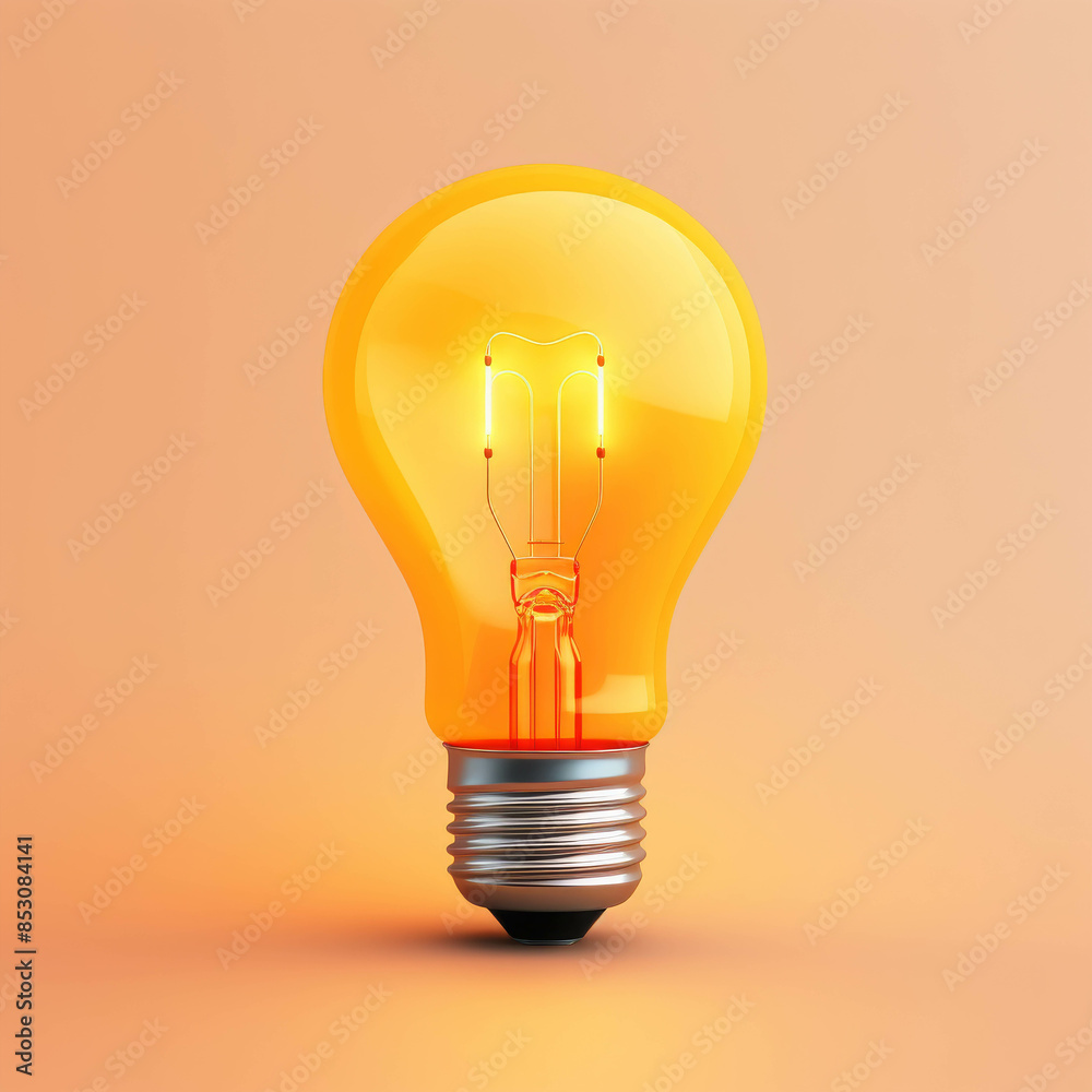 Bright Orange Light Bulb Standing Upright on a Matching Orange Background Bright Orange Light Bulb Standing Upright on a Matching Orange Background