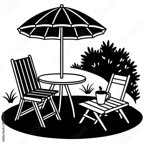 beach chair and umbrella