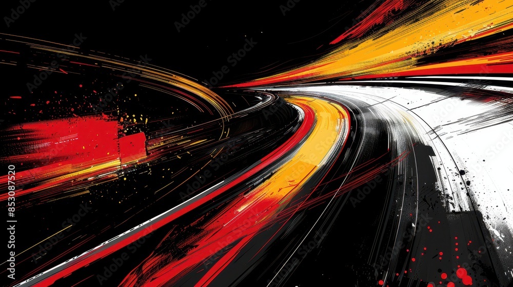 Abstract Speed Blur and Splatter Art in Black, Red, Yellow, and White Abstract Speed Blur and Splatter Art in Black, Red, Yellow, and White