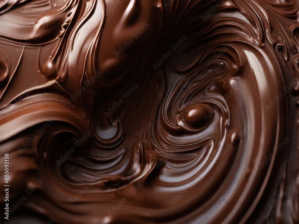 Chocolate texture. Liquid chocolate close-up.Textured dark chocolate