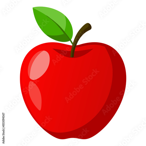 red apple with leaf
