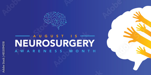 Neurosurgery awareness month is observed every year in August, it is the medical specialty concerned with the rehabilitation of disorders which affect any portion of the nervous system. Vector art