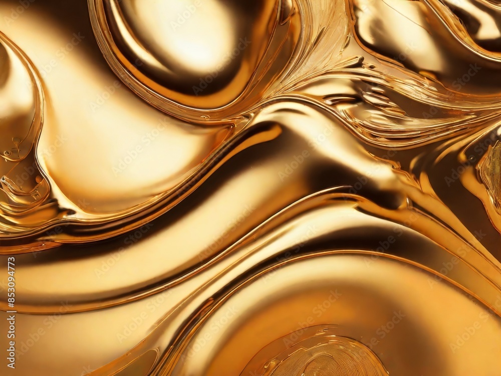 Painted background. Abstract emotional art. Modern design element. Golden liquid acrylic paints