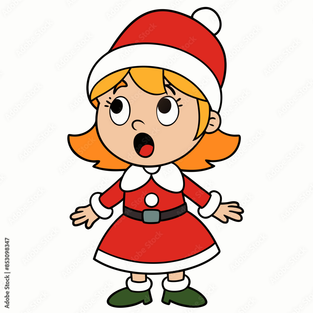 vector-cartoon-little-girl-singing-in-christmas-co vector-cartoon-little-girl-singing-in-christmas-co