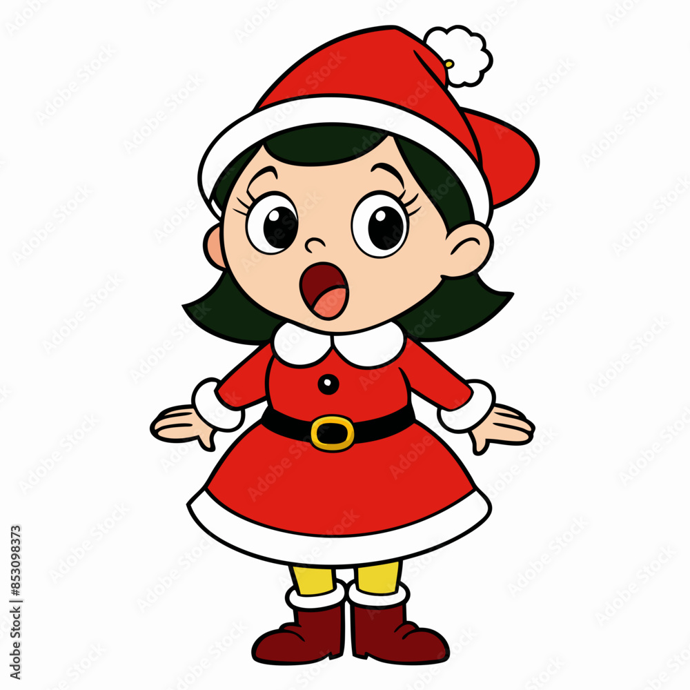 vector-cartoon-little-girl-singing-in-christmas-co vector-cartoon-little-girl-singing-in-christmas-co