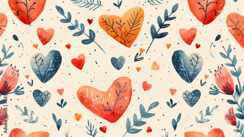 Romantic pattern with hearts and love letters. Romantic pattern with hearts and love letters.