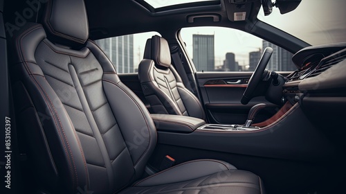 Wallpaper Mural Interior of a new car, with gray leather seats, modern and cozy style. Torontodigital.ca