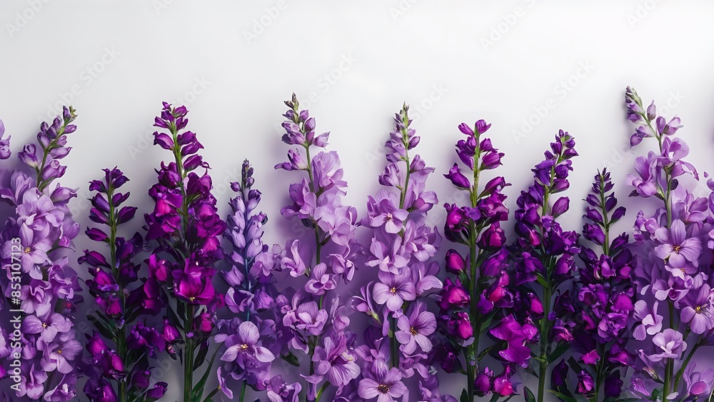 Naklejka premium Purple summer flowers on white background