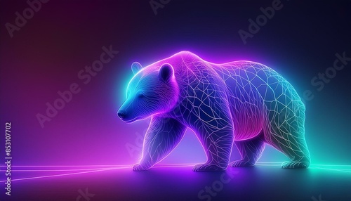polar bear walking with details and vivid colors