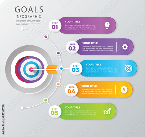 Goal business infographic template design for business presentation