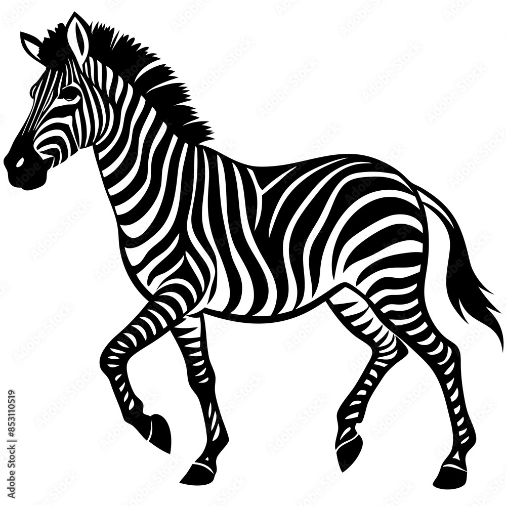 Fototapeta premium zebra-in-action-silhouette-isolated-on-white-backg