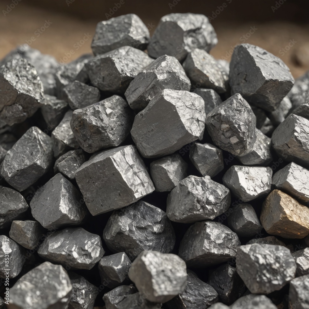 Shimmering Metallic Antimony Ore Texture in Silver and Gray Tones Shimmering Metallic Antimony Ore Texture in Silver and Gray Tones