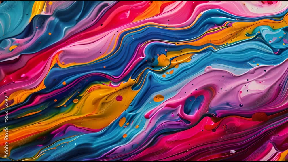 A colorful painting with a blue and yellow stripe A colorful painting with a blue and yellow stripe