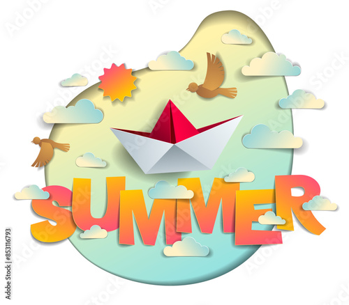 Summer papercut word with o...