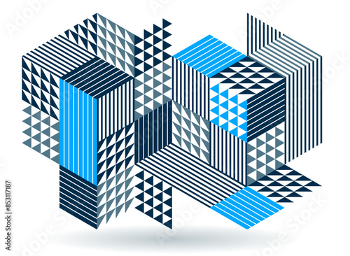 Fototapeta Naklejka Na Ścianę i Meble -  Isometric 3D cubes vector abstract geometric background, abstraction art polygonal graphic design wallpaper, cubic shapes and forms composition lowpoly style.