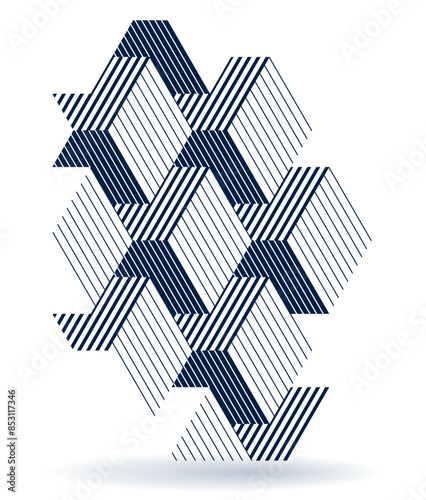 Isometric 3D cubes vector abstract background, geometric abstraction art modern architecture city buildings theme, cubic shapes and forms composition lowpoly style.