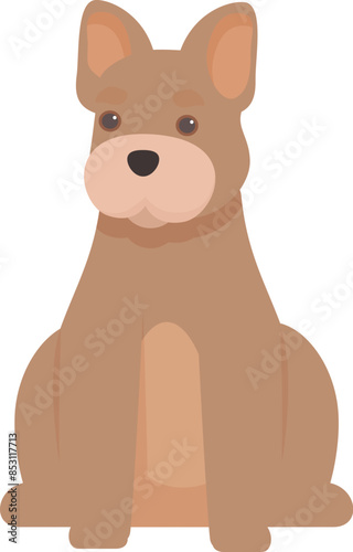 Illustration of a brown dog sitting and looking forward on a white background
