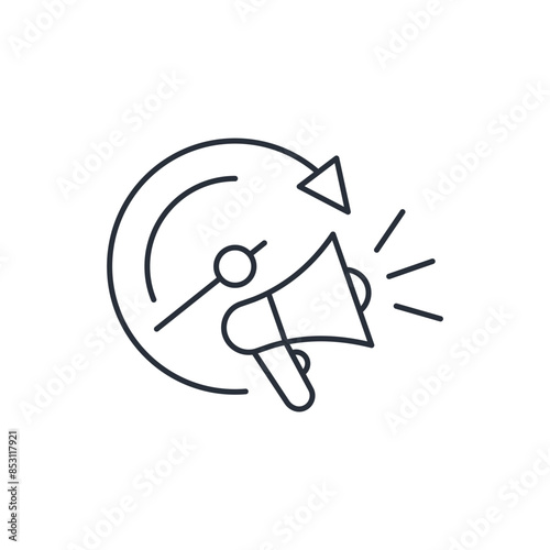 Teaser ad. An intriguing announcement. Vector linear icon isolated on white background.