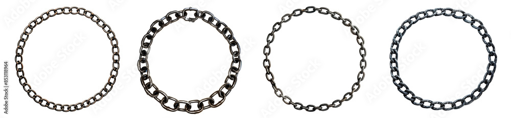 Metal chain loops in a circular formation for strength and security concepts transparent background Metal chain loops in a circular formation for strength and security concepts transparent background