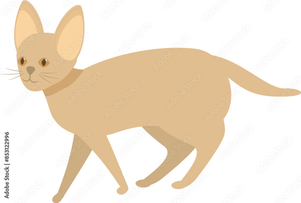 Simple stylized drawing of an abyssinian cat walking with a collar Simple stylized drawing of an abyssinian cat walking with a collar