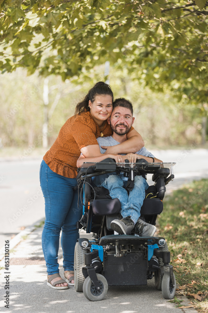 Gentle touch of married couple hands, of man with physical impairment and his wife. Disability, love, trust, and relationship concepts. Gentle touch of married couple hands, of man with physical impairment and his wife. Disability, love, trust, and relationship concepts.