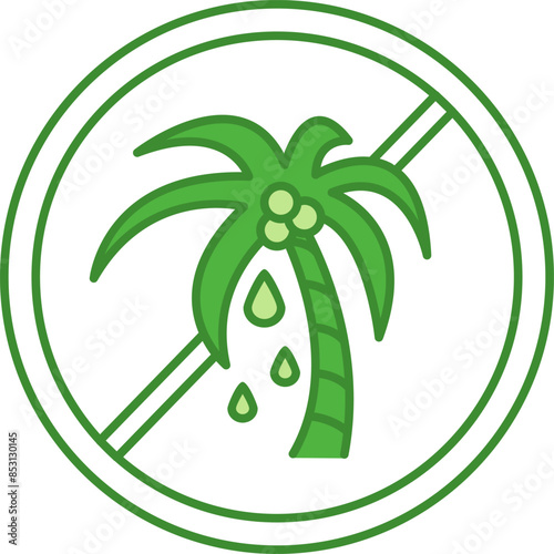 Green Icon Palm Oil Free. Vector Icon. No Harmful Food Ingredients. Label for Natural and Organic Products