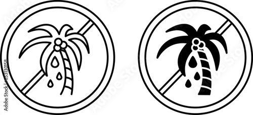 Palm Oil Free Icons. Black and White Vector Icons. No Harmful Food Ingredients. Label for Natural and Organic Products