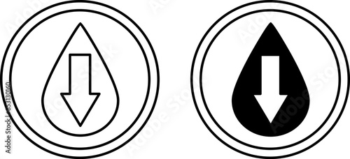 Low Fat Icons. Black and White Vector Icons. Label for Low Fat Products. Healthy Eating