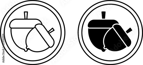 Icons Contains Nuts. Black and White Vector Icons. Label for Products Containing Nuts. Risk of Food Allergy