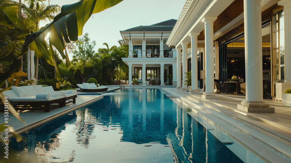 Obraz premium Elegant luxury villa with swimming pool