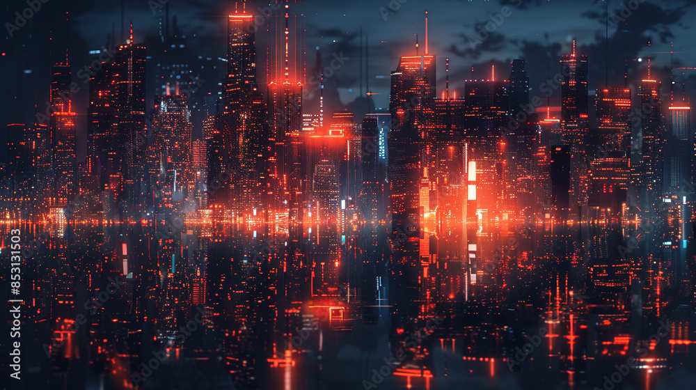 Panorama of the night city. Panorama of the night city.
