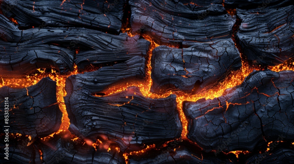 Charred Wood and Glowing Lava Abstract Background Charred Wood and Glowing Lava Abstract Background
