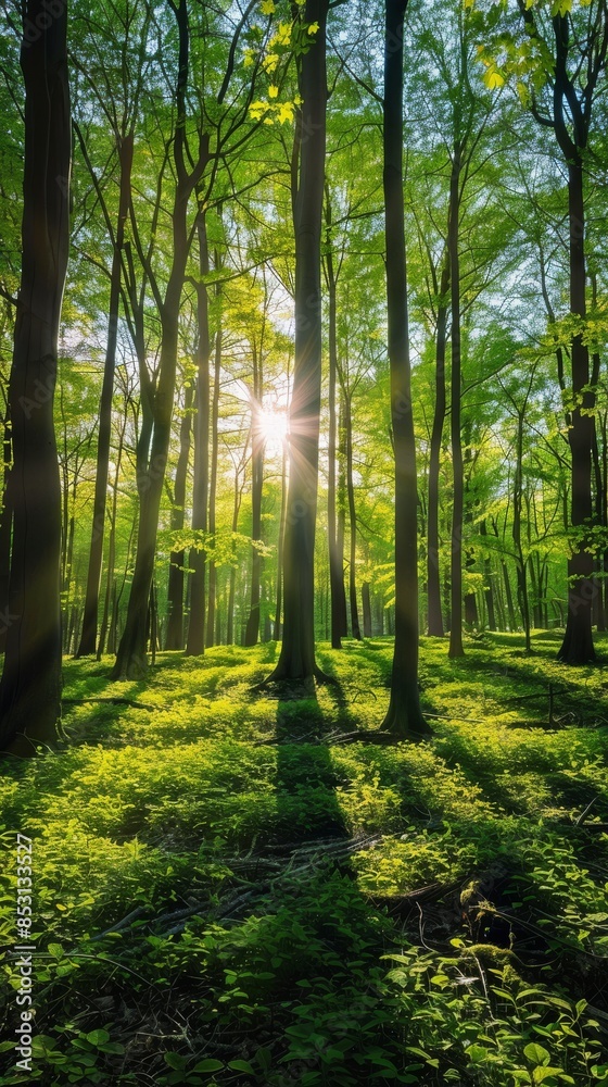 Obraz premium Sunlit Forest Landscape