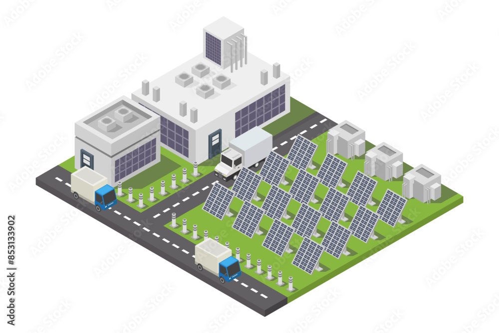 Solar Power station isometric Solar Power station isometric